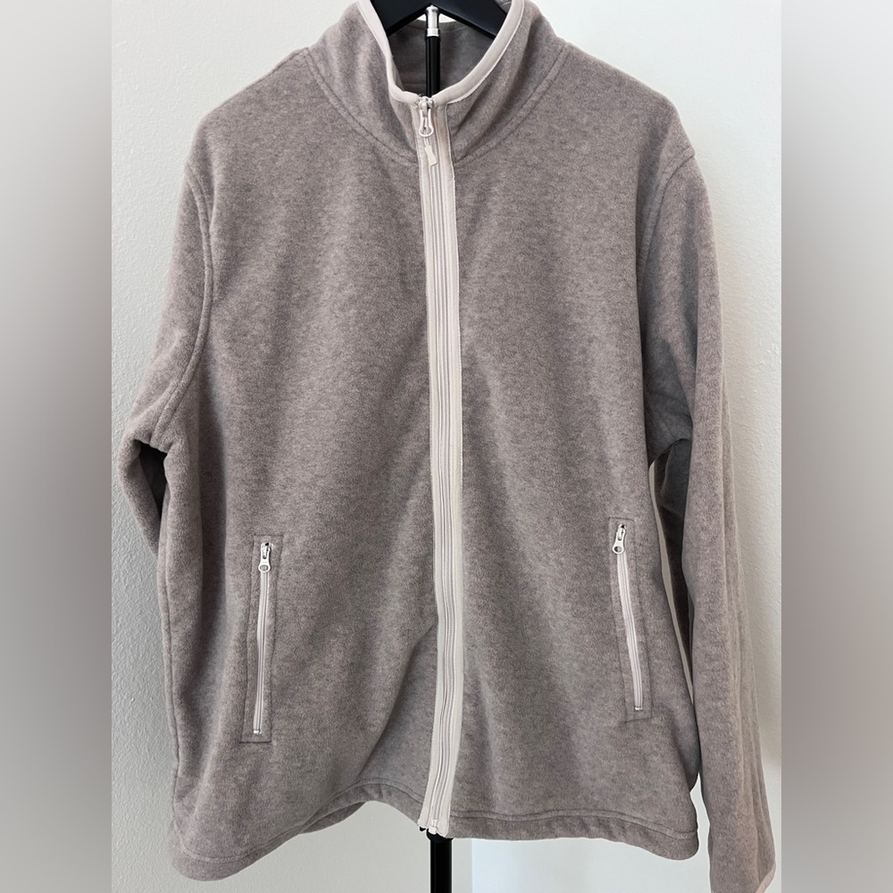 🤍 Natural Reflections Soft Fleece Zip Jacket | Cozy Neutral Layer | Size 1X